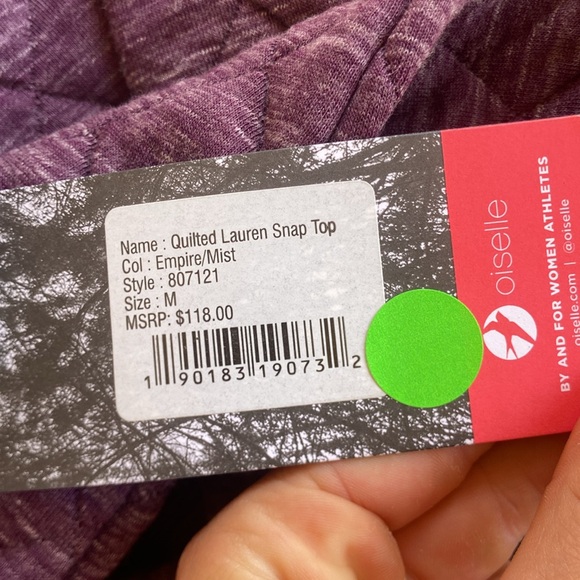 NWT Oiselle Quilted Lauren Snap Top - Picture 3 of 5